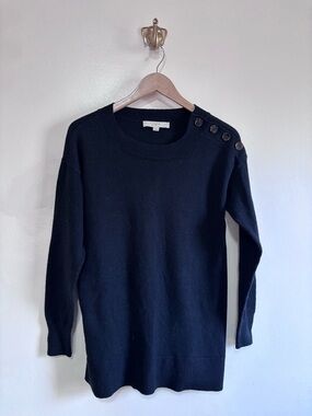 LOFT Black Ribbed-Neck Knit Top size XS